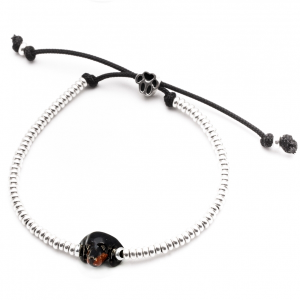 Enamel Dachshund Head Bracelet